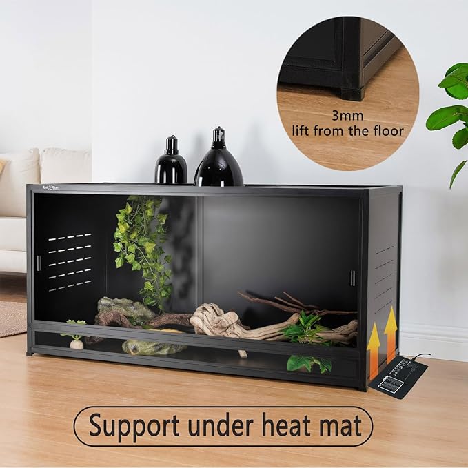 PVC Reptile Enclosure Bearded Dragon Tank 44 Gallon Snake Enclosure,Terrarium for Lizard Snake, 40x16x16 Reptile Terrarium Wide Breeding Lounge Vivarium Area with Sliding Doors Lock
