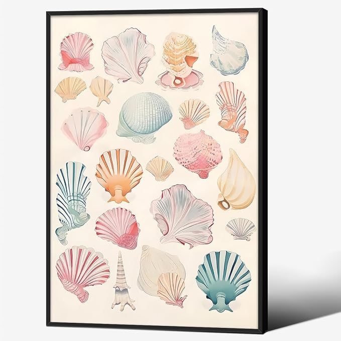 Pink Seashell Posters Coastal Cowgirl Canvas Wall Art Beach House Starfish