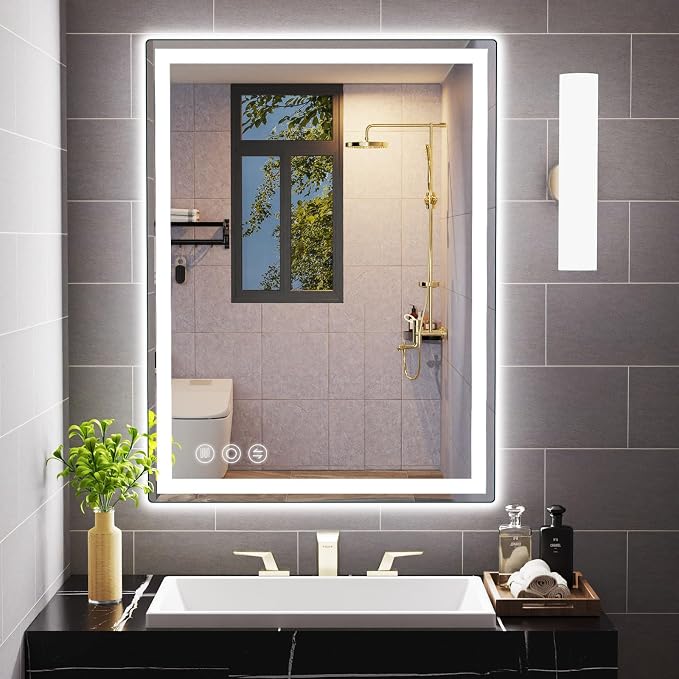 Memobarco Bathroom Mirror, Stepless 3 Colors Temperature & Dimmable, Memory