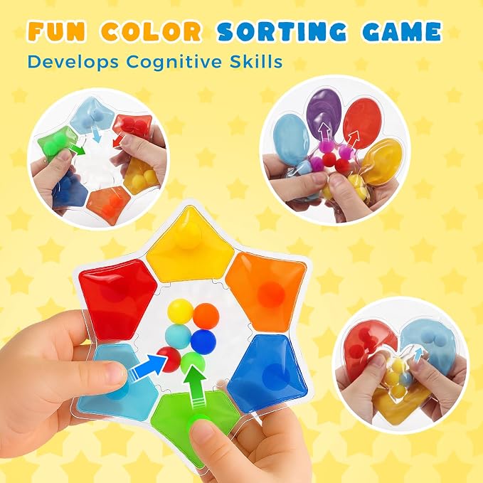LovesTown 6PCS Color Sorting Toys, Sensory Fidget Toys for Kids Color Matching Game Travel Essenstial Birthday Gifts Goodie Bags (Pack of 2)