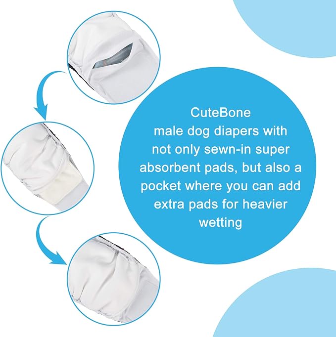 CuteBone Belly Band for Dogs Male Reusable Diapers Washable Wrap DM35S