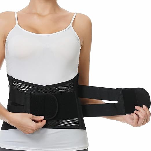 NeoTech Care Adjustable Double Pull Lumbar Brace/Lower Back Belt (Black, Size XXL)