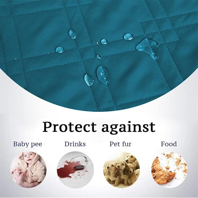 Dog Bed Cover Waterproof Microfiber Quilted Mattress Cover Pet Mat Silicon Non Slip 9 Size Furniture Protectors for Bed Sofa Couch (208 x 244 cm/82 x 96 in,Deep Blue)