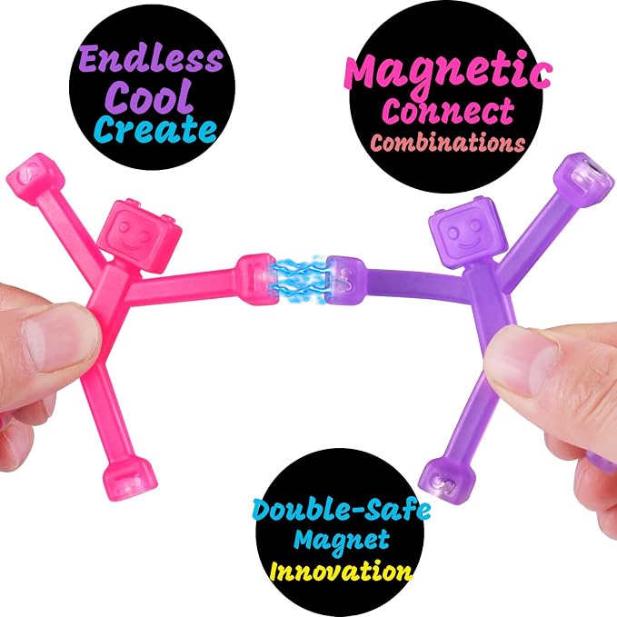 15pcs Magnetic Robote Figures for Kids 3-8 Travel STEM Fidget Toy | Safe ASTM-certified, Quiet Play for Airplane Car Trips Restaurant, Develops Creativity for Classroom Rewards Stocking Stuffer