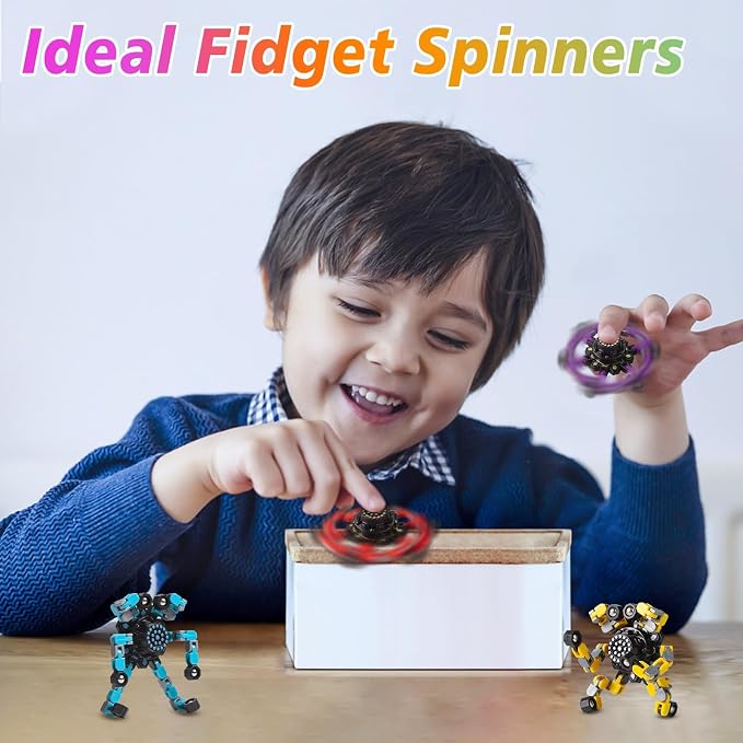 Transformable Fidget Spinners for Kids and Adults Stress Relief Sensory Toys for Boys and Girls Fingertip Gyros for Kids Classroom Birthday Party Favors