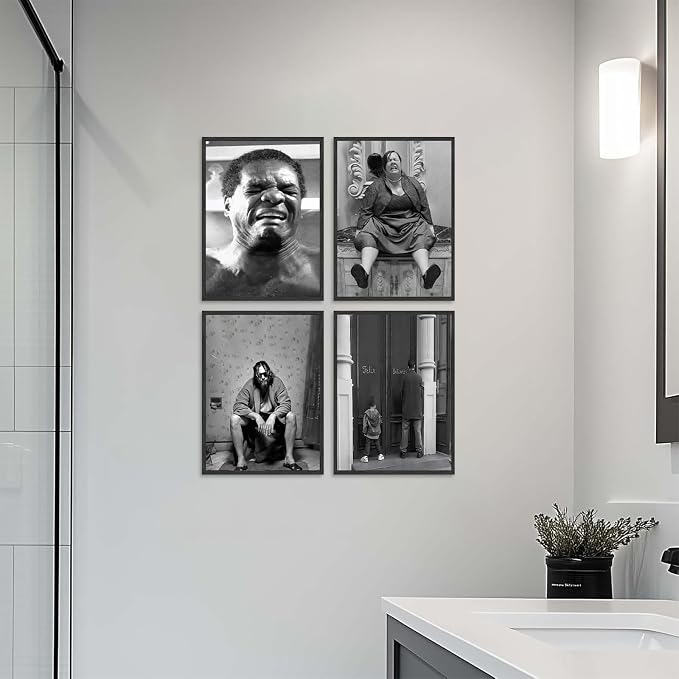 Funny Bathroom Decor Wall Art Set of 4, Dumb & Dumber Comedy Movie Posters