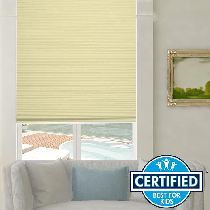 Persilux 100% Blackout Cordless Cellular Shades & Blinds Honeycomb Blinds Bottom up Thermal Insulated Window Shades for Home, Windows and Kitchen, Cream, 32" W x 60" H