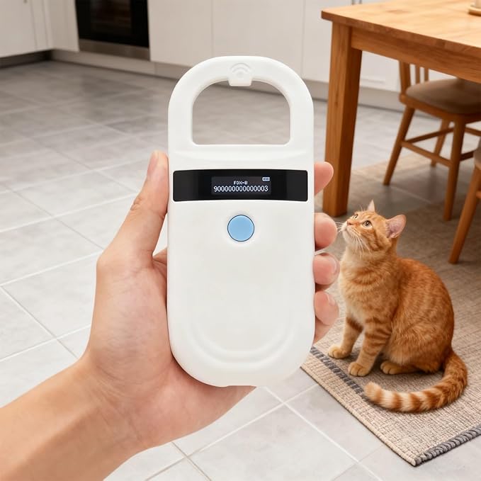 Pet Microchip Reader, 134.2Khz Handheld Scanner, 0-15 Cm Reading, OLED Display, Compatible with Emid Fdx-B, for Pet Id Tracking