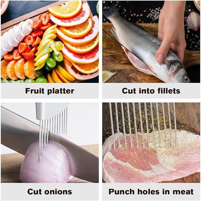 Stainless Steel Vegetable Slicer - Onion & Potato Cutter, Lemon Slicer, Kitchen Chopper Assistant Tool