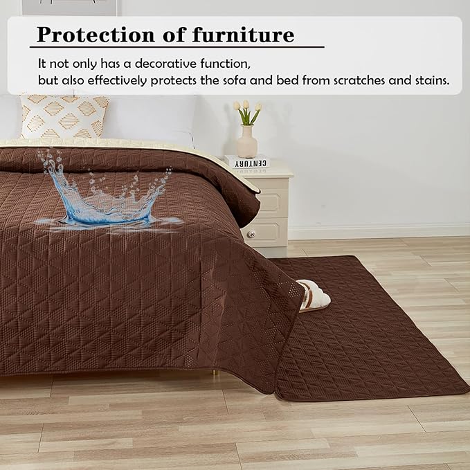 Waterproof Dog Bed Cover Pet Blanket, Soft Pet Couch Covers for Sofa Washable, Bed Couch Sofa Furniture Protector for Puppy Cat Kids (Brown,130 * 210 CM)