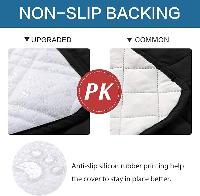 Waterproof Dog Bed Covers for Couch Protection, Water-Resistant Soft Dog Pet Blanket Anti-Slip Dog Blanket for Bed, for Furniture Bed Couch Sofa (Black,96x82inch)