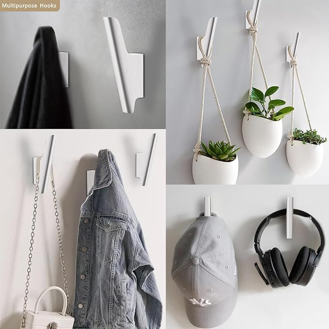 Wood Wall Hooks 4 Pack Coat Hooks Wall Mount White Wooden Hooks
