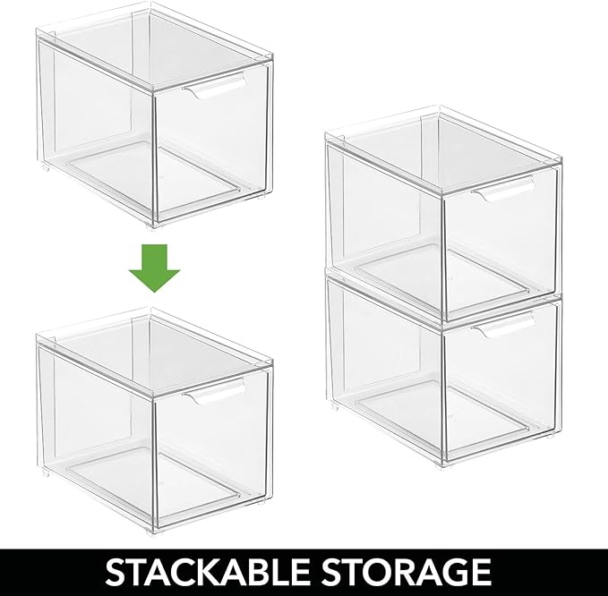 Clear Stackable Shoe Drawer Boxes, 4 Pack