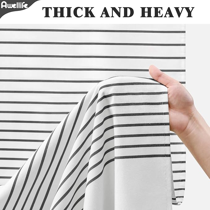 Awellife Black and White Boho Shower Curtain for Bathroom Stripe Tassel Shower Curtain 72 X 72 Inches Farmhouse Cotton
