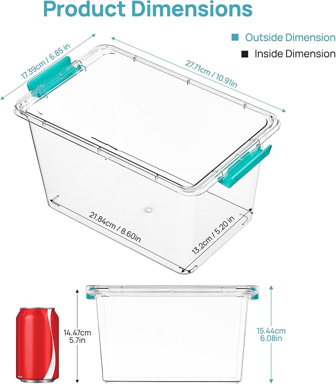 Vtopmart 4 Pack 5 Qt Clear Storage Bins with Lids for Toy & Craft Storage | Stackable Plastic Toy Bin for Home, Classroom, Plastic Art & Craft Storage Container, BPA-Free Organizer Box