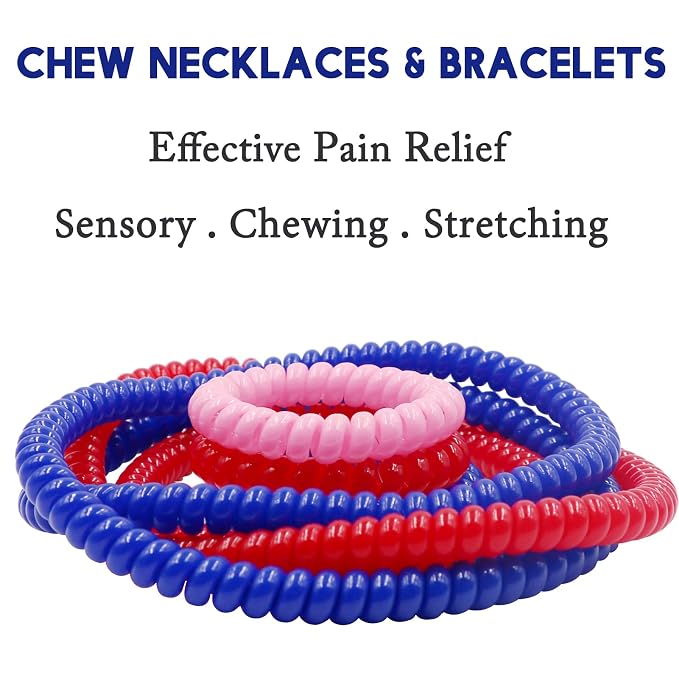 Sensory Chew Toys for Autistic Children, 12 Pack Stretch Chewing Necklaces Bracelets for Kids with Autism ADHD SPD, Stretch Stings Fidget Toys for Kids Toddlers Reduce Biting Stress and Anxiety