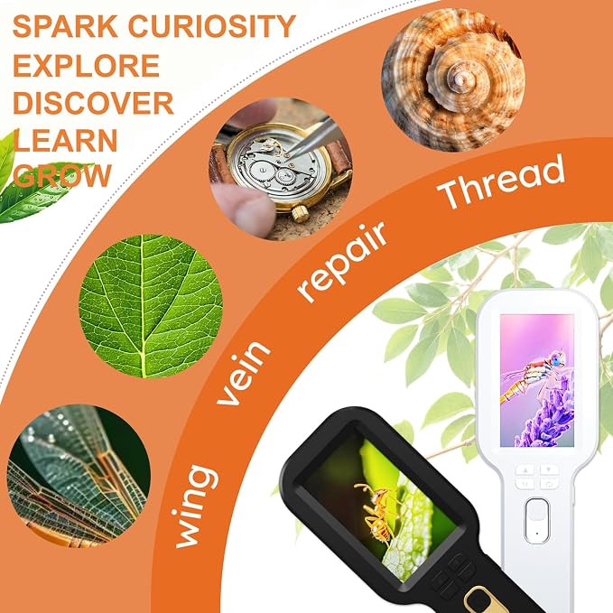 Kids Microscope Camera 500X Autofocus Magnifier STEM Gift Toy for Ages 4-12 | Handheld Digital Magnifying Glass Camera with 3.0" HD Screen and Photo/Video Record, Portable Edu Science Kits for Children