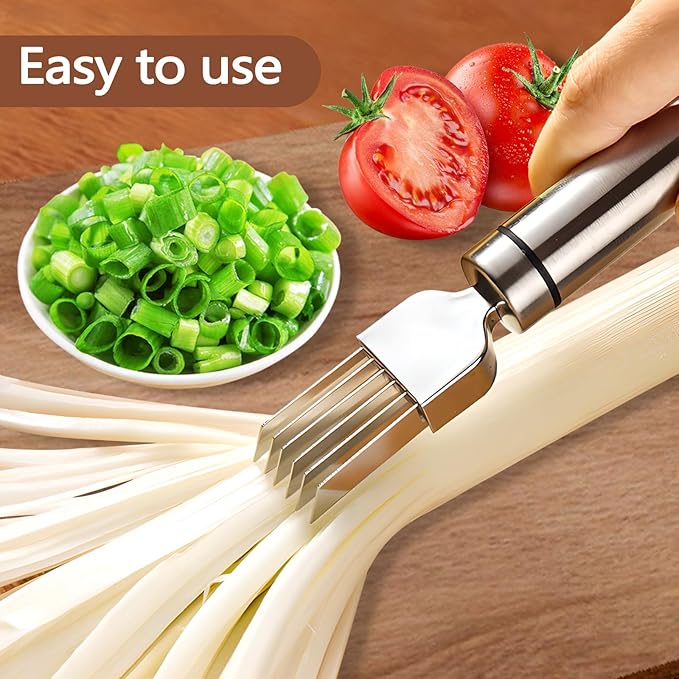 2 Piece Shred Silk The Knife, Stainless Steel Chopped Green Onion Knife, Multifunctional Scallion Cutter Shredder Chopper for Kitchen Tool Sharper Food Slicing