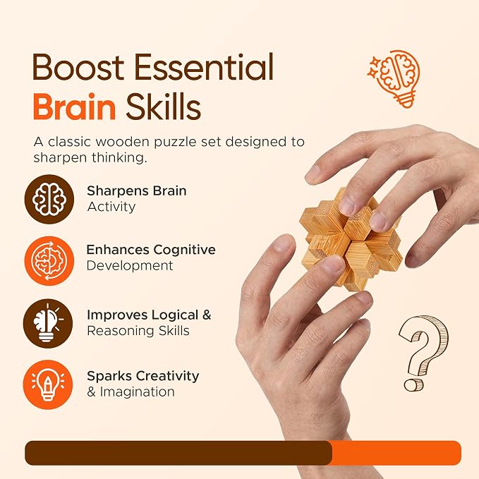 Wooden Brain Teaser Puzzles, 12pcs 3D Brain Teasers for Adults Teens Kids, Logic Mind Puzzle Box Lock Toy Removing Assembling Gift Set, Small Unique IQ Hand Puzzles