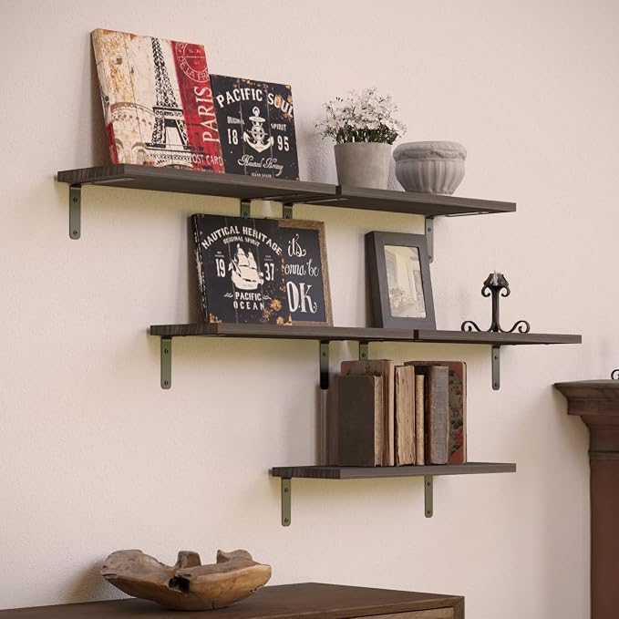 RICHER HOUSE Floating Shelves for Wall Décor, Rustic Wood Wall Mounted Shelves