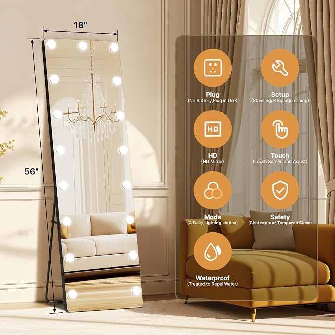 Kosmonia 56x18 Hollywood Full Length Mirror