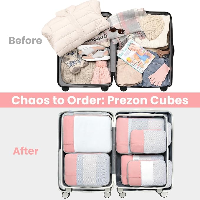 8 Set/6 Set/4 Set Compression Packing Cubes for Travel, Lightweight Vacation Travel Essentials, Travel Accessories for Suitcase Organizer Bags Set, Durable Luggage Organizer