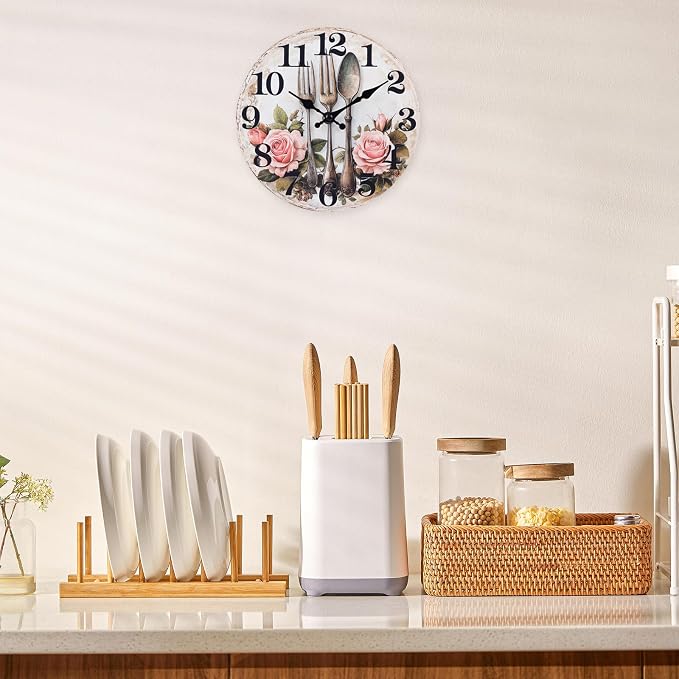 Kitchen Wall Clock, Vintage Floral Wall Clocks