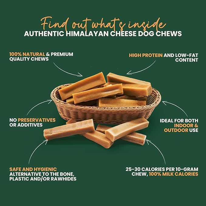 KATHMANDU'S - 100% Natural Himalayan Cheese Dog Chews - for Small Dogs (Pack of 15) - for Improved Dental Hygiene & Protein-Rich Nutrition, No Preservatives