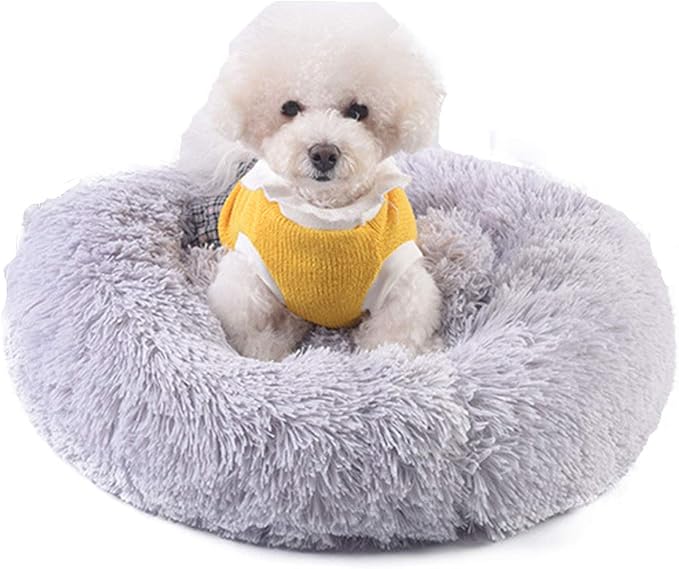 Warming Round Dog Bed for Small, Medium and Large Dogs & Cats, Short & Long Plush Pet Bed, Luxurious Faux Fur Donut Cuddler, Bolster Pet Bed & Sofa, Machine Washable 40CM 16Inch