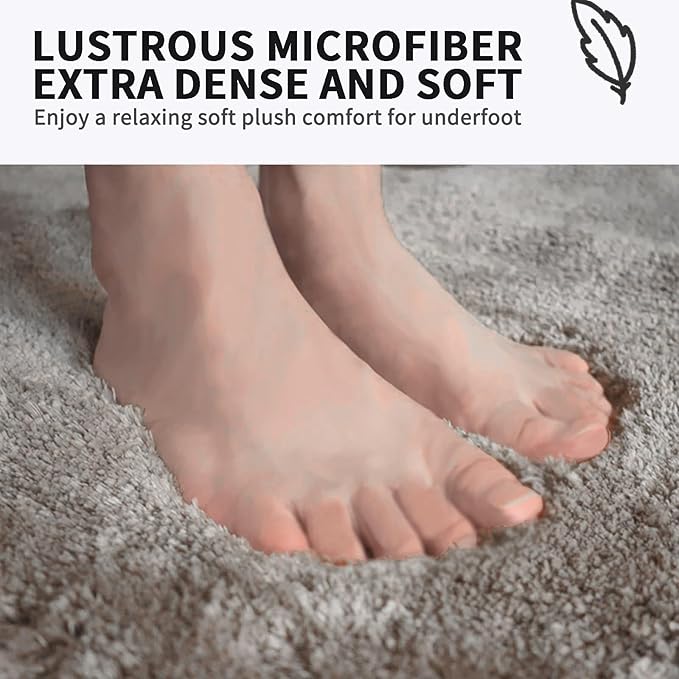 FIFU Bathroom Rugs 17" W x 24" L, Bath Mat for Bathroom, Bedroom, Laundry Room & Kitchen, Non-Slip Rubber Latex Backing, Extra Soft and Absorbent Microfiber Carpet, Machine Washable Rug, Silver Gray