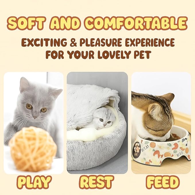 Nest Bed - Lapcatz Cat Beds for Indoor Cats, Fluffy Cat Bed Cave Plush Warm Nest for Cats (Flannel,XL 28"x28")