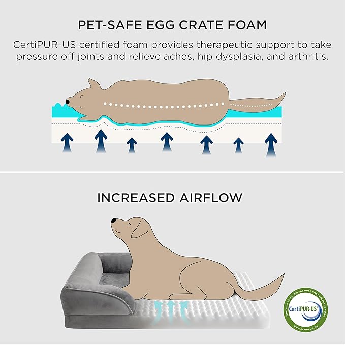 Bedsure L Plus Orthopedic Dog Bed for Large Dogs - Washable Dog Cat Bed Waterproof, L Plus Big Comfort Dogs Couch Sofa with Washable Removable Cover, Pet Bed with Nonskid Bottom, Ember Clay, 38"