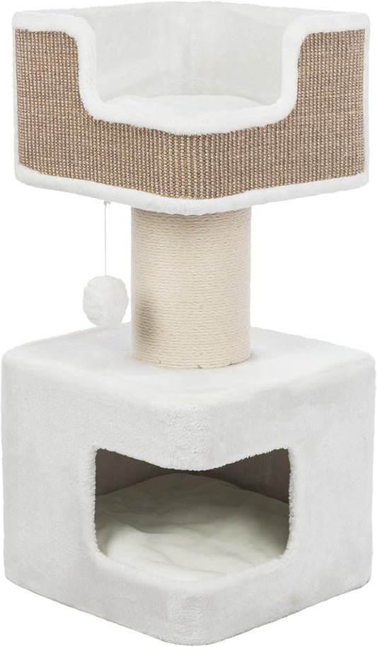 Trixie Ava Cat Tree – Cat Tower with Condo & Thick Scratching Post, Includes Removable Cushions – Indoor Cat Furniture for Scratching & Climbing – Brown, 16.5" x 16.5" x 33.9"