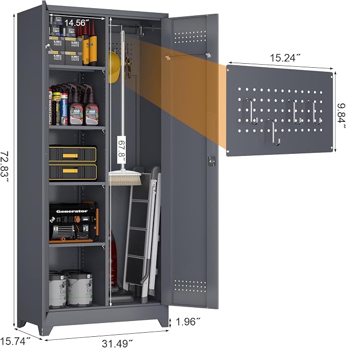 GREATMEET 72.8" H Tall Metal Garage Storage Cabinet
