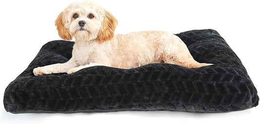 Dog Crate Mat for Dog Cages Black Dog Bed for Small Dogs 24 Inch Dog Crate Bed Washable Dog Mats for Sleeping,Up to 25 lbs Soft and Fluffy Small Dog Bed for Crate Tire Printing Black S.