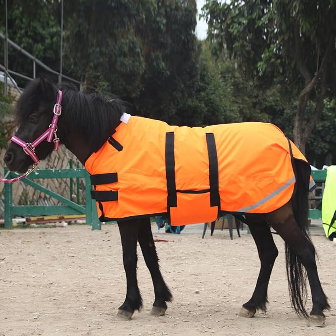 Foal/Mini Horse Size 30"-48" Waterproof & Breathable 300 Denier Winter Turnout Blanket with 150g Polyfill Orange Large