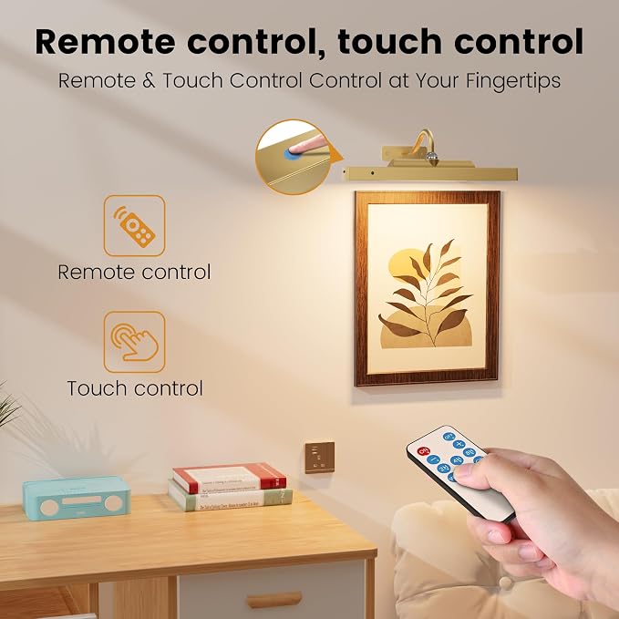 Picture Light Wall Sconce, 4400mAh Rechargeable Wireless Battery Lighting