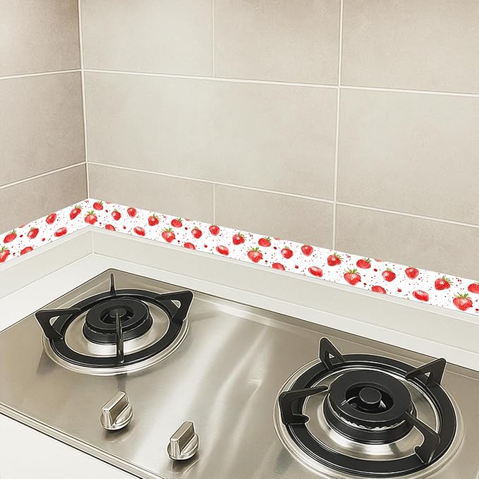 HOMETITUTE Wallpaper Border Peel and Stick Wall Border Strawberry Fruit Theme