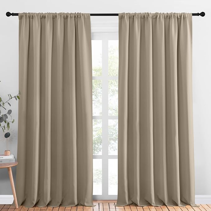 NICETOWN 2 Panels Blackout Curtains, Rod Pocket Thermal Insulated Drapess