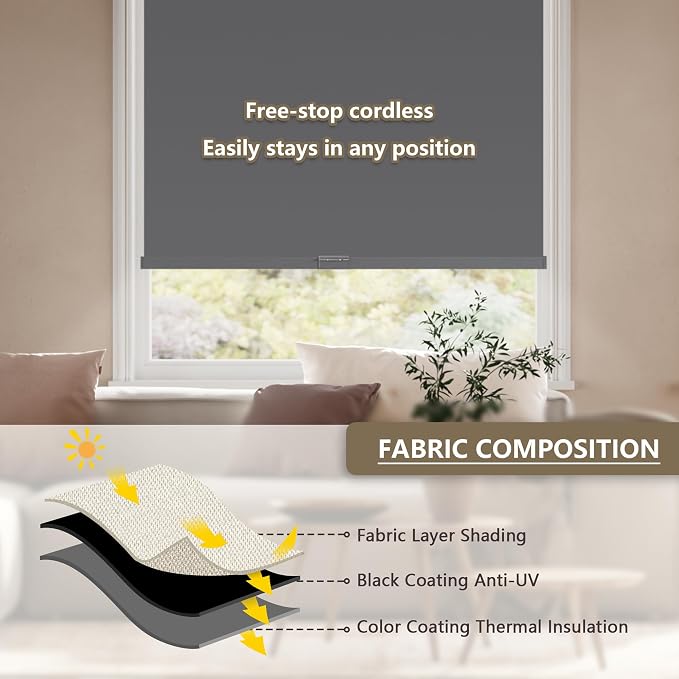 SUNOFF Cordless Blackout Roller Shades Blinds