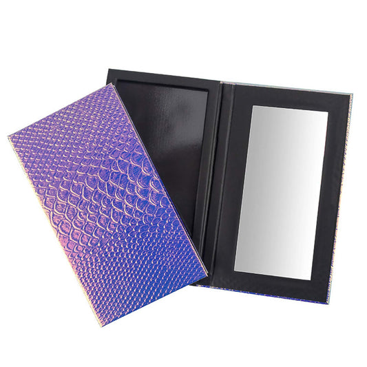 Makeup Palette With Mirror, Empty Eyeshadow Makeup Box Cosmetics Palette Fish Scale DIY Storage Tray Box Holder
