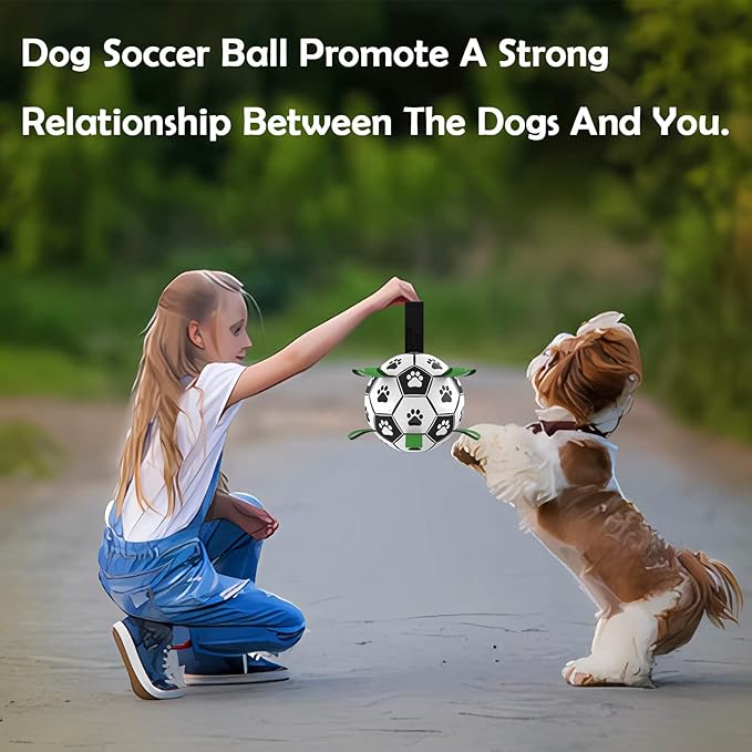 Dog Soccer Ball, Interactive Toys for Tug of War, Puppy Birthday Gifts, Tug Toy, Water Toy, World Cup Durable Balls for Small & Medium Size (6 inch)