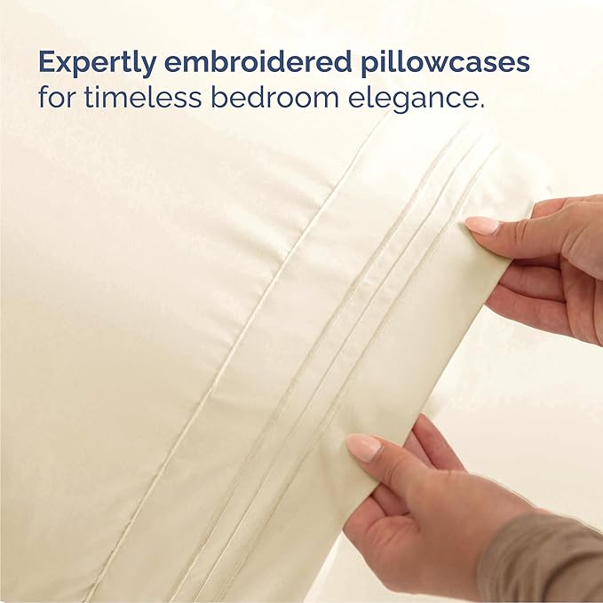 Queen Size 4 Piece Sheet Set - Comfy Breathable & Cooling Bed Sheets Set - Hotel Luxury Bedding for Women, Men, Kids, Teens, Boys & Girls - Deep Pockets, Soft and Wrinkle Free - Oeko-Tex - Off White