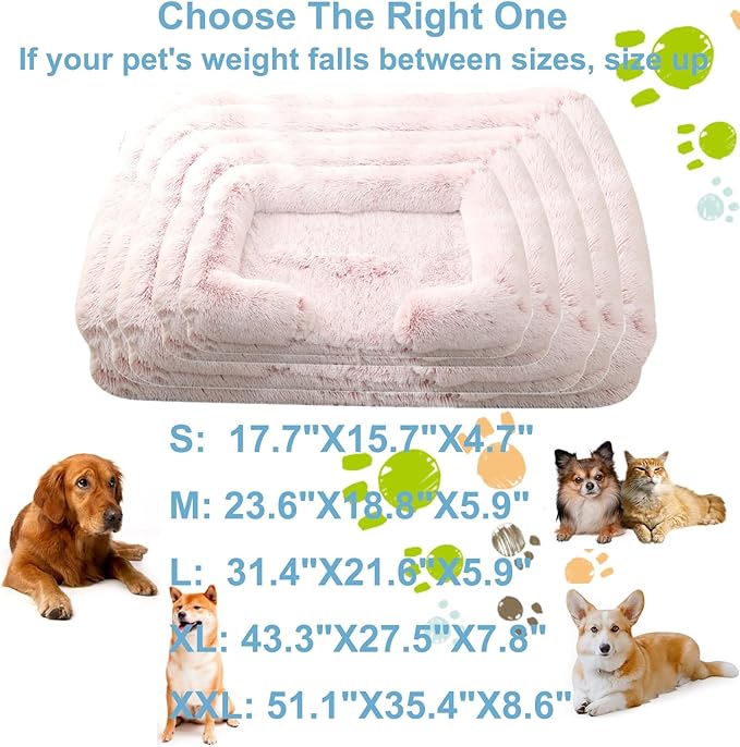 Dog Beds Large Sized dog Orthopedic, Sofa Dog Bed with Waterproof Lining and Nonskid Bottom, Rectangle Washable Dog Bed for Medium Small Dogs and Cats Comfortable ( Color : Pink , Size : 17 x 15" )