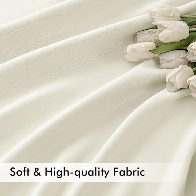 MIULEE Cream Back Tab Blackout Curtains 108 Inch Long 2 Panels Set