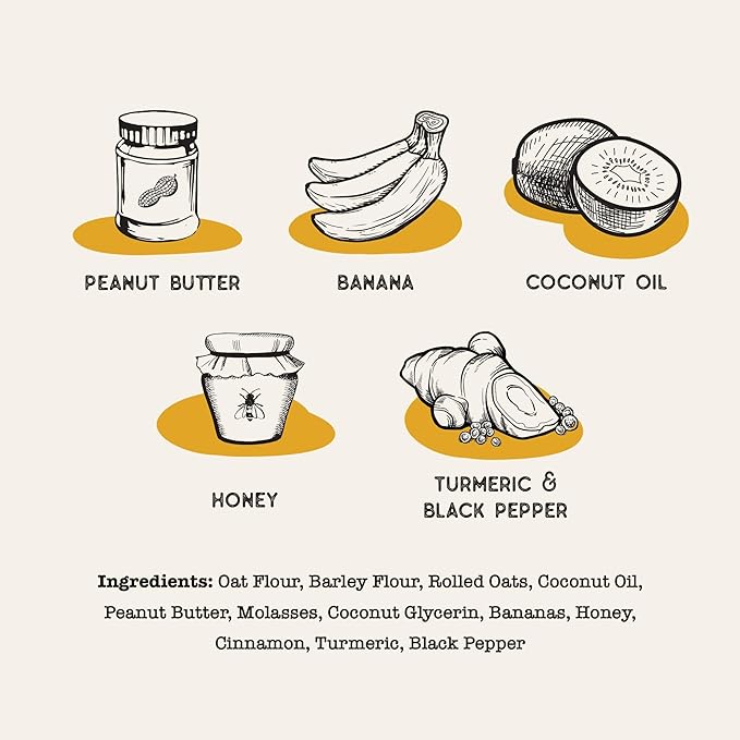 Dog Treat Naturals: Superfood Bites - Peanut Butter & Banana - 8oz Bag, Healthy Snacks, Chewy Reward, Turmeric for Joint Health