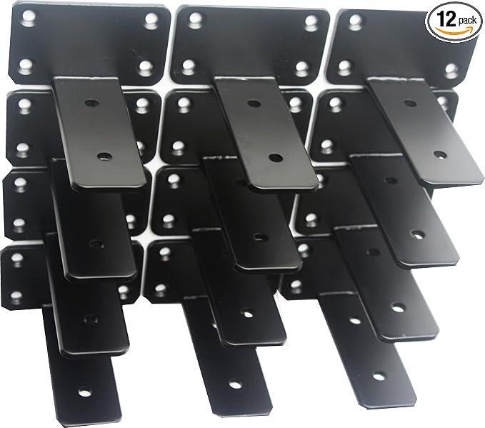 12 Pack - 4 inch Black Hidden L Shelf Bracket Iron Floating Shelf Brackets