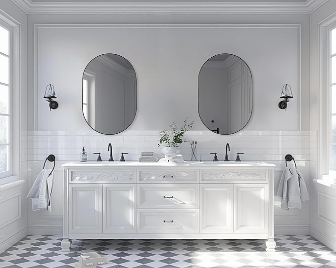 Andy Star Bronze Bathroom Mirror, 24x36 Brushed Bronze Oval Mirror, Oval Wall Mirror, Oval Vanity Mirror Metal Frame Deep 1’’ Hang Vertical or Horizontal