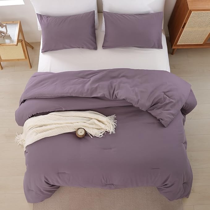 ROSGONIA Dusty Purple Twin/Twin XL Comforter Set for Boys Girls, 1 Comforter & 1 Pillowcase, Lightweight Kids Comforter Sets All Season Dorm Bedding