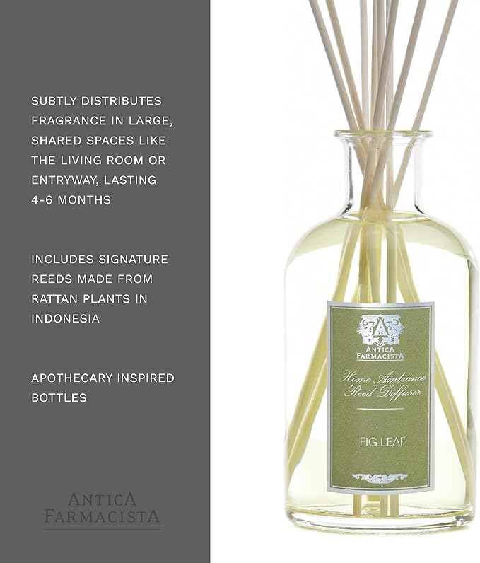 Antica Farmacista Home Ambiance Diffuser - Long-Lasting Reed Scent Diffuser - Luxury Room Freshener Gift - Fig Leaf, 16.9 fl oz